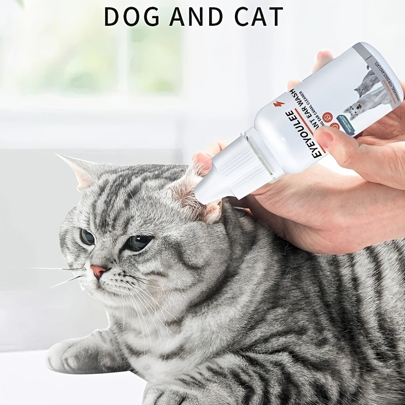 Mild ear cleaner for cats and dogs - Safe and non-electric formula, plastic bottle, ear liquid